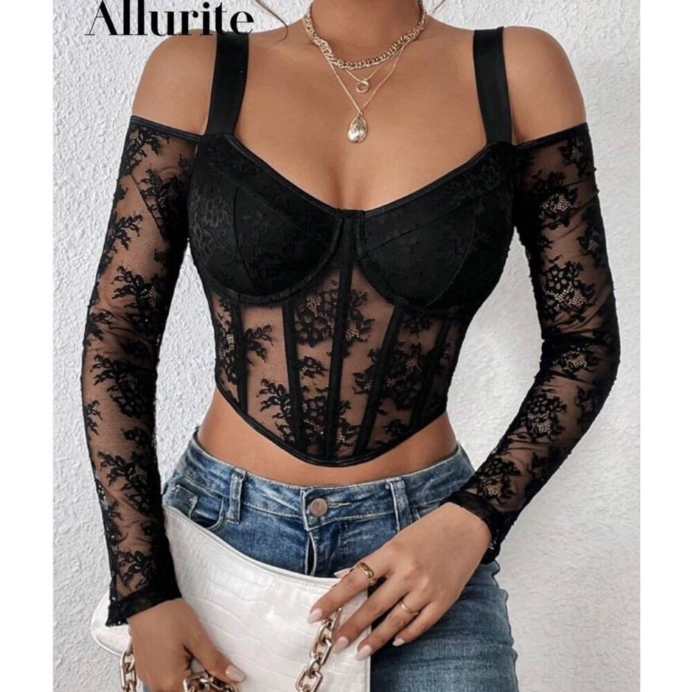 Shein Allurite Cold Shoulder Bustier Crop Top